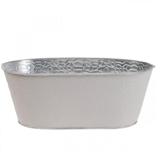 Floristik24 Plantenschaal metaal bloemenschaal ovaal creme 25x14,5x10cm