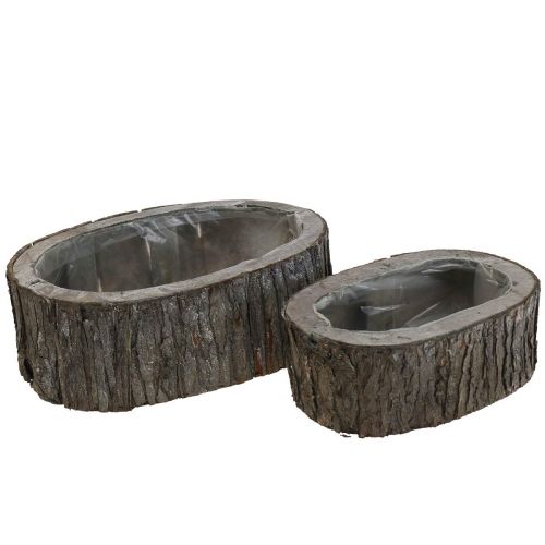 Floristik24 Plantenbak bloempot hout bark L23/29,5cm set van 2