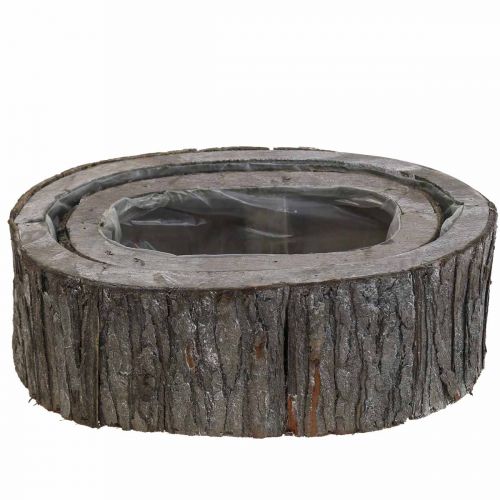 Artikel Plantenbak bloempot hout bark L23/29,5cm set van 2