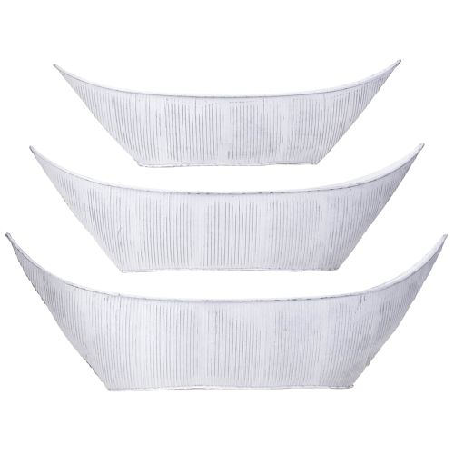 Artikel Plantenschaal boot metaal wit zilver 54,5/48/42cm set van 3