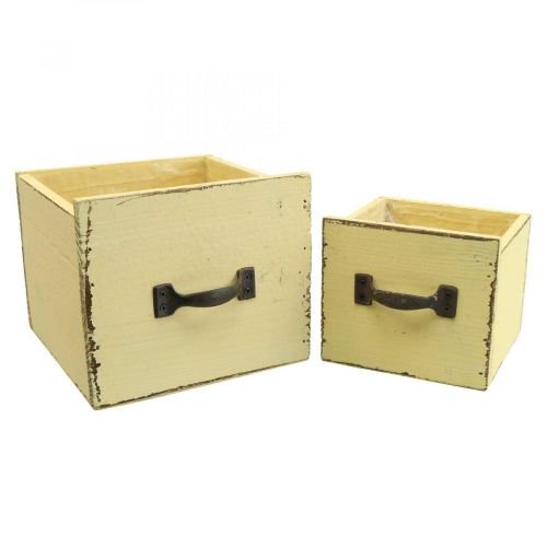 Floristik24 Plantenlade plantenbak hout geel 12,5/16cm set van 2