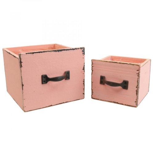 Floristik24 Plantenlade plantenbak hout Perzik 12,5/16cm set van 2