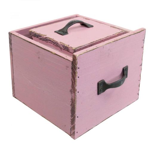 Floristik24 Plantenlade plantenbak hout roze 12,5/16cm set van 2