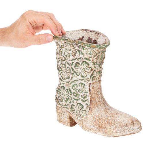 Bloempot cowboylaars plant schoen vintage bloemenpatroon 24cm | Floristik24.nl