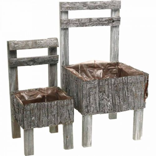 Floristik24 Stoelen voor planten, plantenbak, tuindecoratie Shabby Chic, white wash set van 2