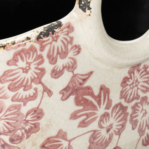 Artikel Decoratieve plantenpot met handvat, bloemenmotief, 21 cm