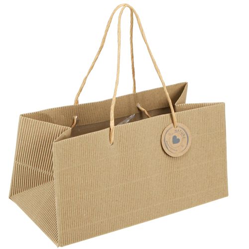 Floristik24 Plantenzakken papier naturel geribbeld 24x12x12cm 8 st