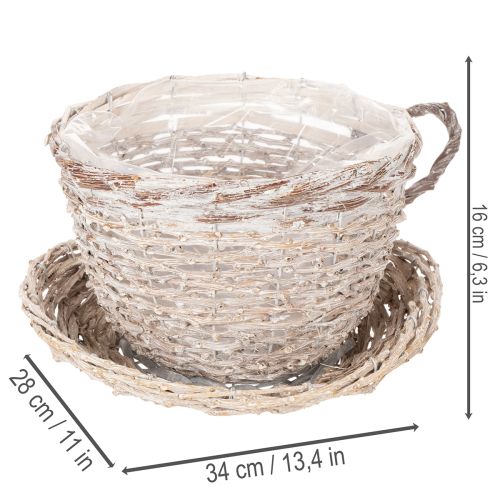 Mandje met schoteltje als decoratie, grote tafeldecoratie 34 cm | Floristik24.nl