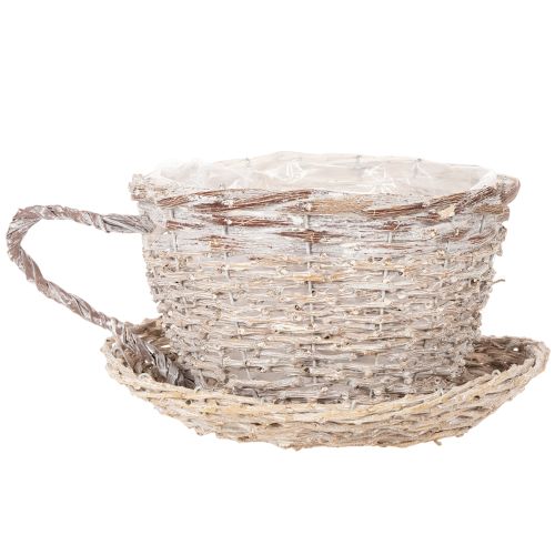 Mandje met schoteltje als decoratie, grote tafeldecoratie 34 cm | Floristik24.nl