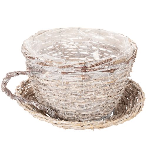 Mandje met schoteltje als decoratie, grote tafeldecoratie 34 cm | Floristik24.nl