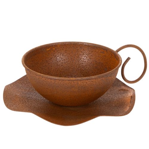 Bloempot met schotel, roestkleurige afwerking, Ø19,5 cm, H8 cm kopen | Floristik24.nl