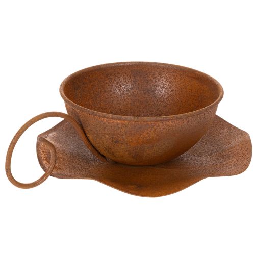 Bloempot met schotel, roestkleurige afwerking, Ø19,5 cm, H8 cm | Floristik24.nl
