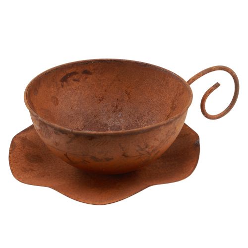 Floristik24 Plantenkop met schotel plantenpot roest Ø19,5cm H8cm