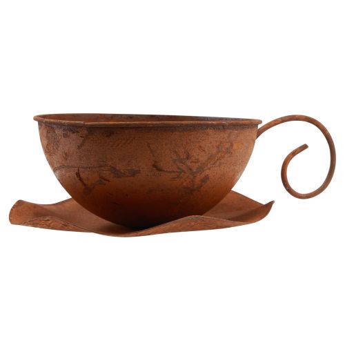 Floristik24 Plantenkop met schotel plantenpot roest Ø19,5cm H8cm