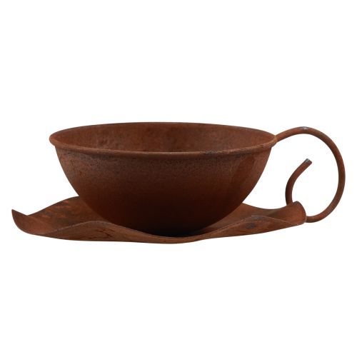 Floristik24 Plantenkop en schotel vintage roest Ø17,5cm H6cm
