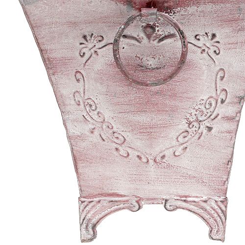 Floristik24 Plaatstalen plantenpot vierkant roze 16.7cm x 16.7cm H16.5cm