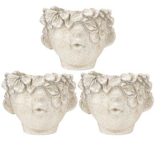 Artikel Bloempot buste kus mond bloempot met gezichtscrème H10cm 3st