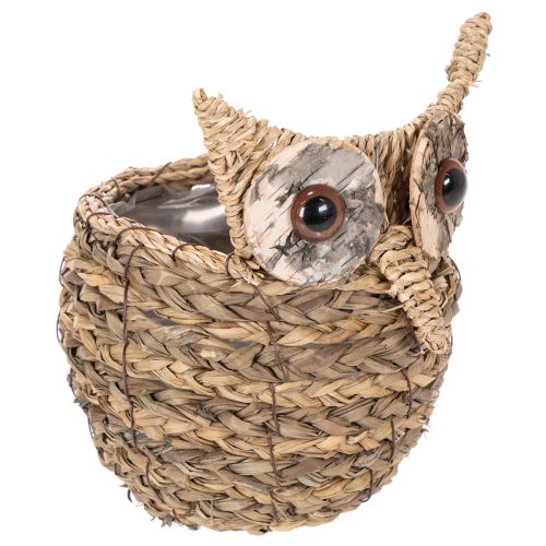 Handgeweven uilenmandje als decoratie voor de vensterbank, 18 cm kopen | Floristik24.nl