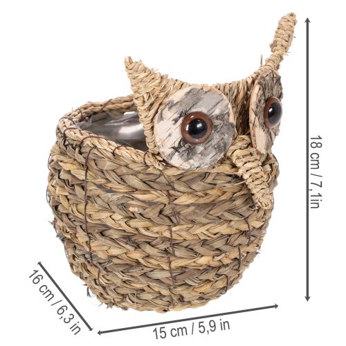 Handgeweven uilenmandje als decoratie voor de vensterbank, 18 cm | Floristik24.nl