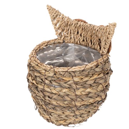 Handgeweven uilenmandje als decoratie voor de vensterbank, 18 cm | Floristik24.nl