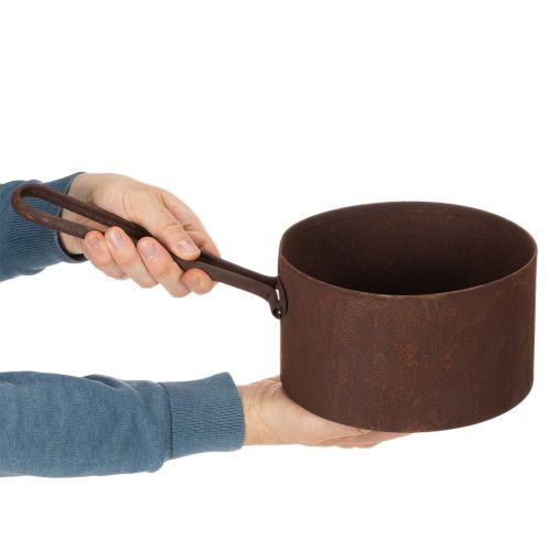 Metalen plantenpot, bloempot, roestkleurige schaal, decoratief item, Ø20cm H11cm | Floristik24.nl