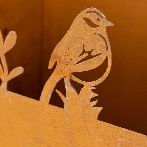 Metalen plantenpot met vogels, plantenbak, veer, roestkleurige afwerking, 15,5 cm hoog | Floristik24.nl
