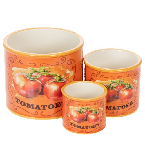 Floristik24 Tomatenplantenpotten set, keramische decoratieve bloempotten voor keuken en retro interieur, 14 cm, set van 3