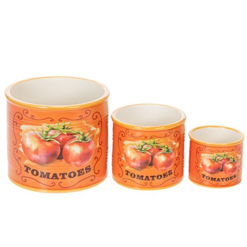Artikel Tomatenplantenpotten set, keramische decoratieve bloempotten voor keuken en retro interieur, 14 cm, set van 3