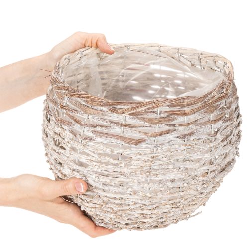 Ronde gevlochten mand, grote decoratieve plantenmand, 23 cm | Floristik24.nl