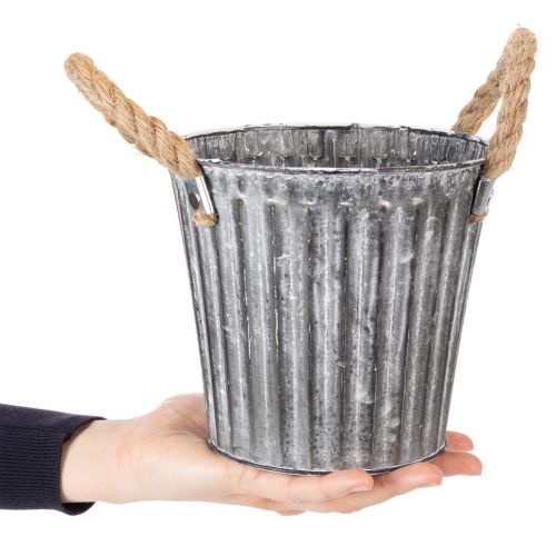 Metalen plantenpot, decoratieve pot met handvatten, bloempot, sierpot Ø16,5 cm | Floristik24.nl