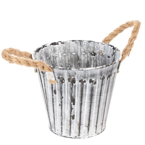 Bloempot met handvatten, metalen plantenbak, decoratieve pot voor planten Ø14,5 cm | Floristik24.nl
