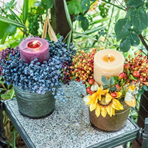 Floristik24 Sierpot oranje, bruin, groen Ø13cm H12.5cm set van 3