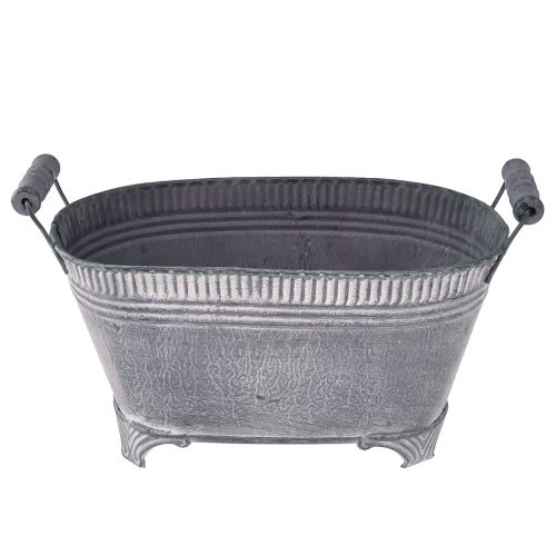 Plantenpot Ovale Bloempot Metalen Voet Paars Wit L28cm