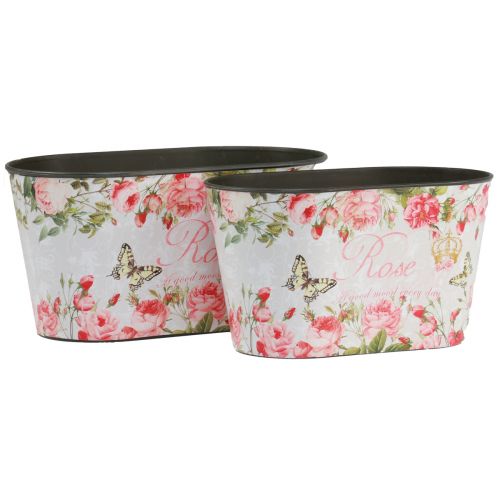 Artikel Plantpot rozen, decoratief vat, bloemenbak 21,5 cm / 18,5 cm set van 2