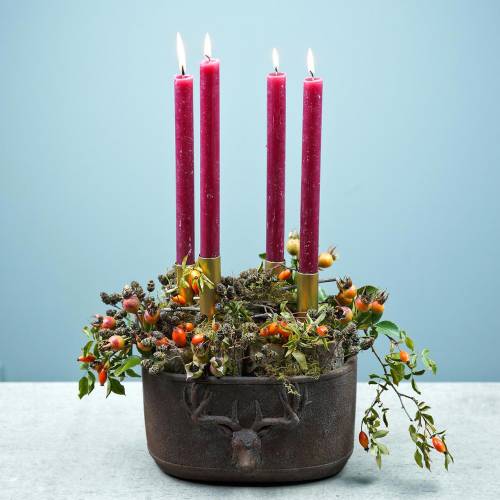 Floristik24 Bloempot roest patina met hertenkop 24cm x 14cm H13cm