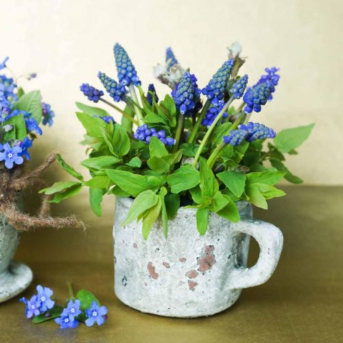 Floristik24 Sierpot cachepot cup vintage grijs, naturel klei Ø8.5cm H8cm 4st