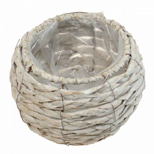Artikel Plantenmand bloempot rustiek white wash Ø17cm H11cm