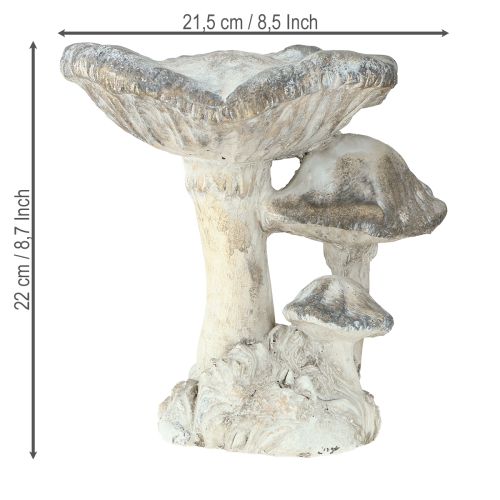 Artikel Paddenstoeldecoratie gegoten steen grijs wit gewassen 21,5×18×22cm