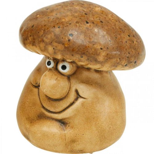 Floristik24 Keramische decoratieve paddenstoel met gezichtsfiguur bruin H8cm 3st