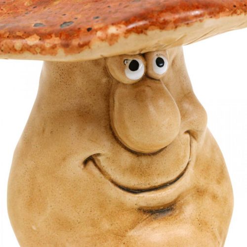 Floristik24 Keramische decoratieve paddenstoel met gezicht bruin figuur H12cm 3st