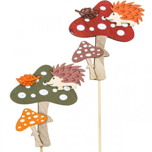 Artikel Bloemsteker paddenstoel deco egel herfstdecoratie 8cm 12st