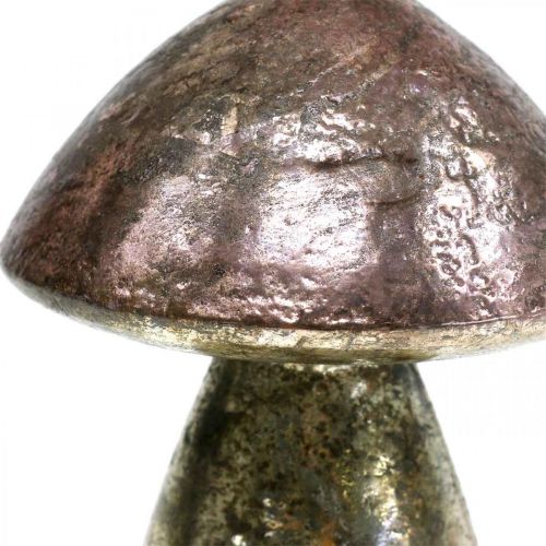 Floristik24 Decoratieve paddestoelen roze herfstdecoratie glas Ø9cm H13,5cm 2st
