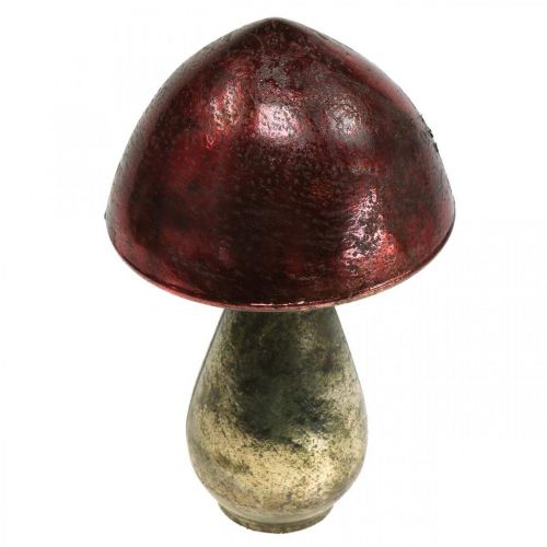 Artikel Decoratieve Paddestoel Rood Groot Glas Herfstdecoratie Ø14cm H23cm