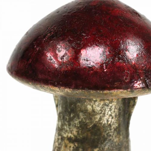 Floristik24 Deco paddestoelen glas rood herfstdecoratie tafeldecoratie Ø6,5cm H10cm 3st