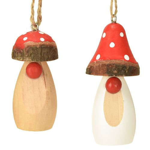 Paddestoel om hout op te hangen wit, bruin assorti 6,5/8cm 8 st