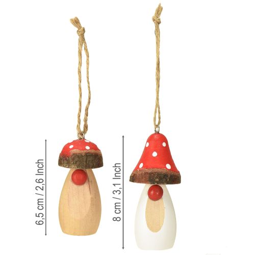 Artikel Paddestoel om hout op te hangen wit, bruin assorti 6,5/8cm 8 st