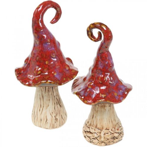 Floristik24 Keramische paddestoelen magisch bos rode decoratieve paddestoel keramische decoratie H16cm 2st