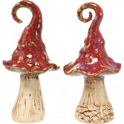 Floristik24 Keramische paddestoelen magisch bos rode decoratieve paddestoel keramische decoratie H16cm 2st