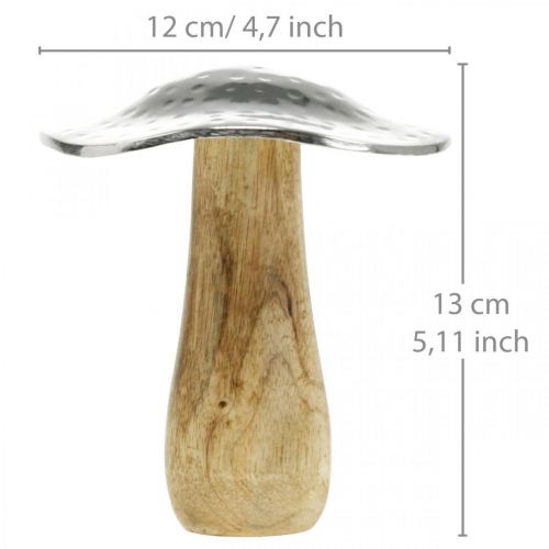 Floristik24 Deco paddestoel metaal hout zilver, natuurlijke herfstdecoratie 13cm