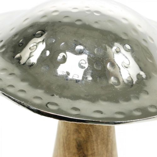 Floristik24 Decoratief paddenstoel metaal hout zilver, natuur decoratief figuur herfst 18cm